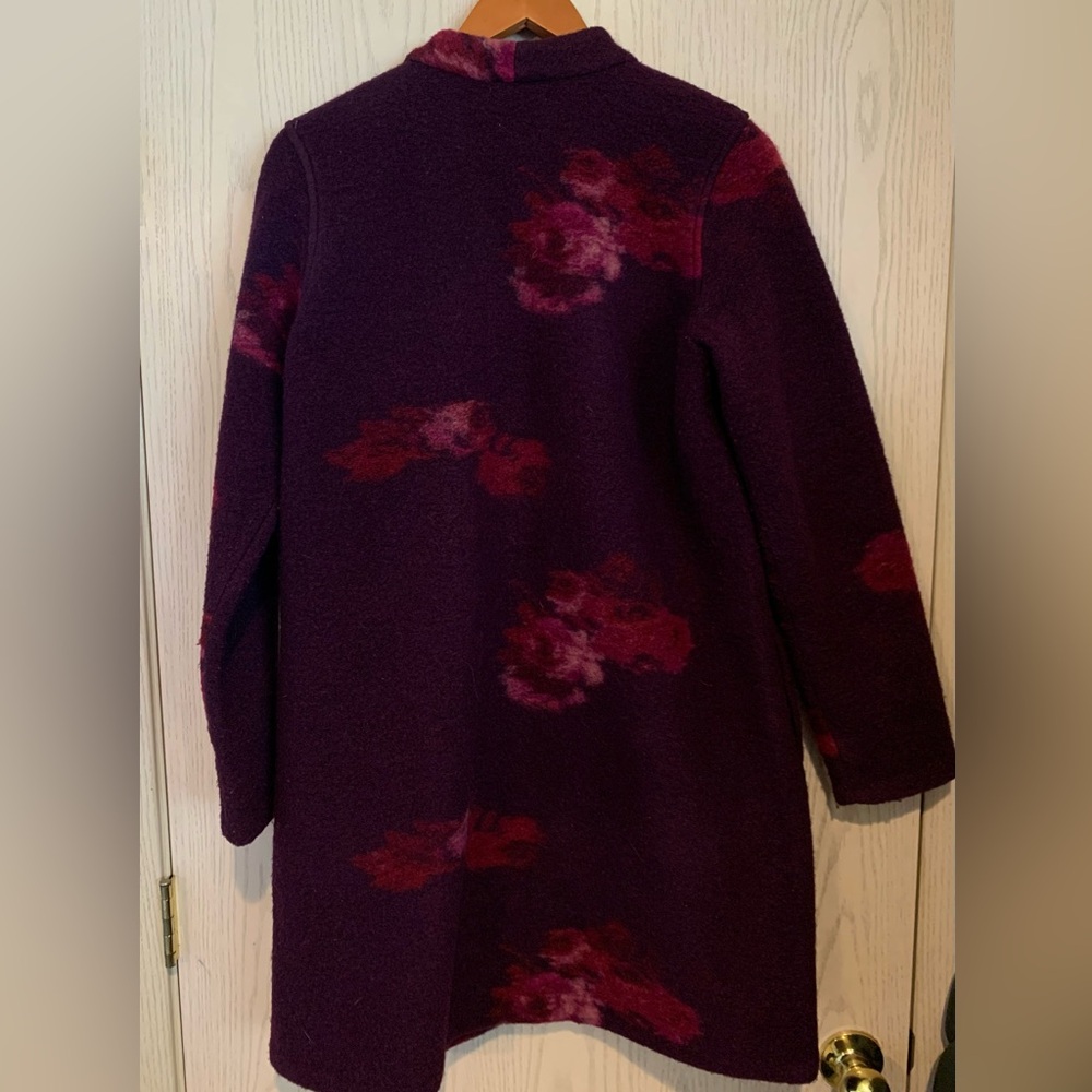 Calvin Klein Floral Print Wool Blend Coat Medium - Picture 5 of 8